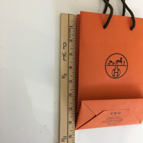 Hermes Small Shopping Bag 8.5" x 5.75 x 2.5" Orange Paper Authentic - Picture 11 of 15